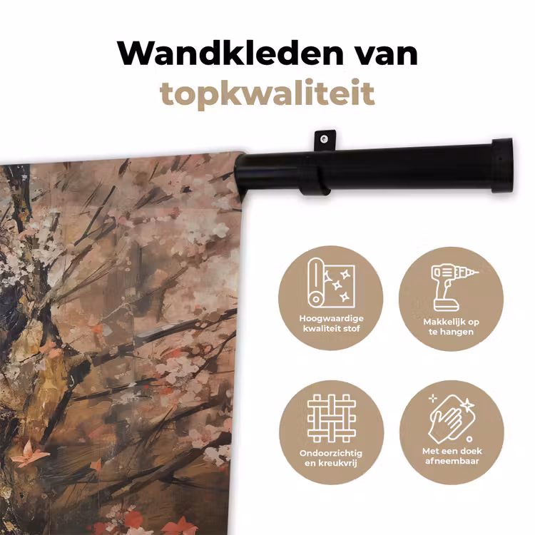 Wandkleed - Kimono - Vrouw - kersenbomen — 3