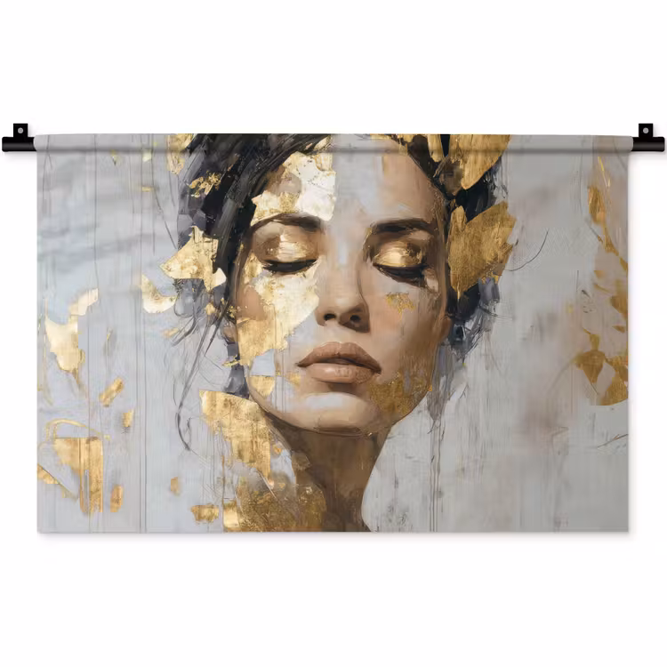 Wandkleed - Sierlijk - Vrouw - Goud - Ogen — 1
