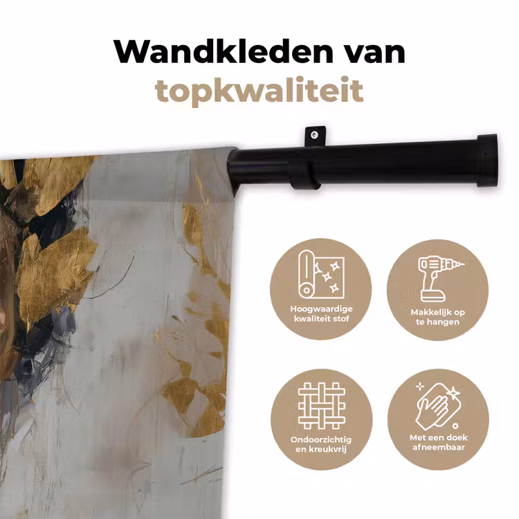 Wandkleed - Sierlijk - Vrouw - Goud - Ogen — 3