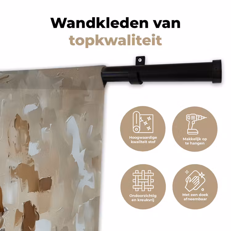 Wandkleed - Vrouw - Verf - Abstract - Beige - Modern — 3