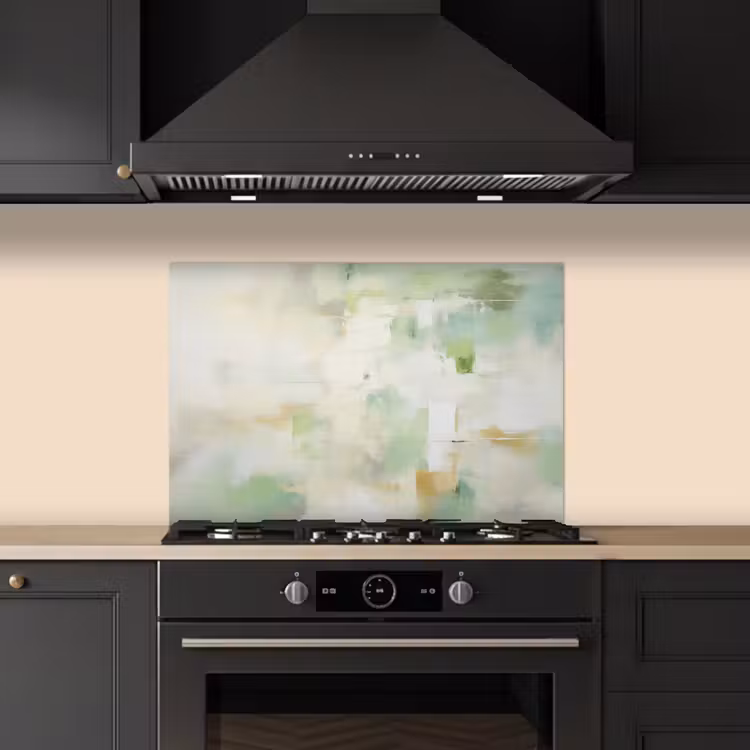 Spatscherm keuken - Abstract - Kunst - Wit - Groen - Modern — 2
