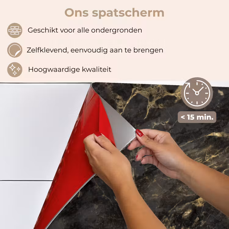 Spatscherm keuken - Zwart - Marmer - Goud - Nerf — 4