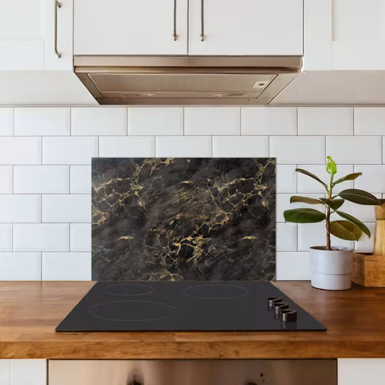 Spatscherm keuken - Zwart - Marmer - Goud - Nerf — 6