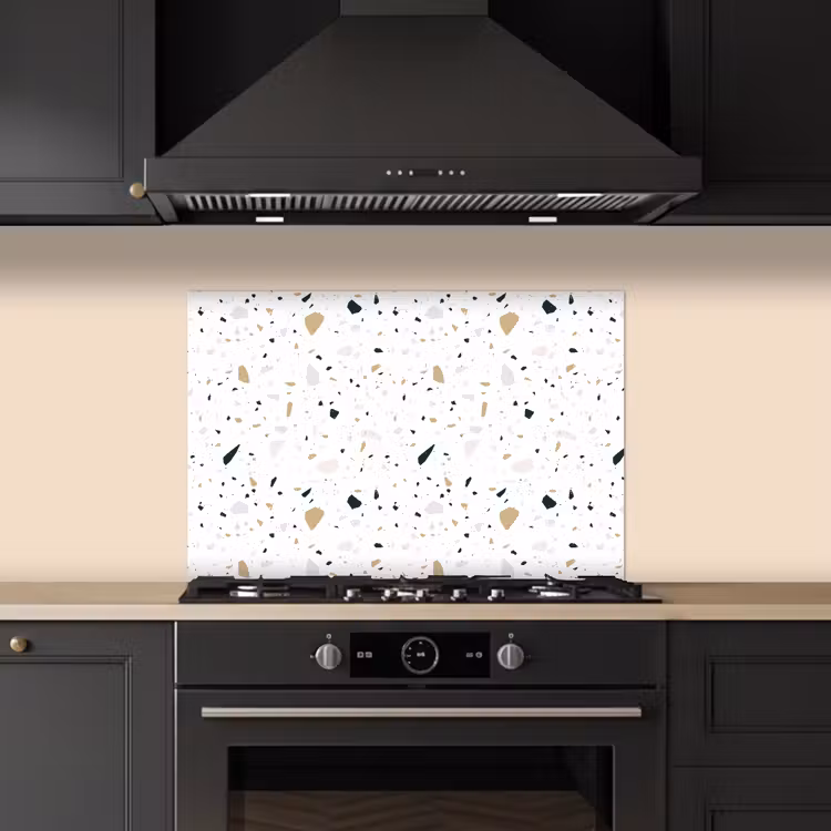 Spatscherm keuken - Terrazzo - Patroon - Wit - Neutraal — 2