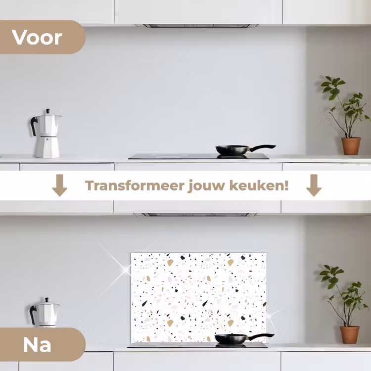 Spatscherm keuken - Terrazzo - Patroon - Wit - Neutraal — 3