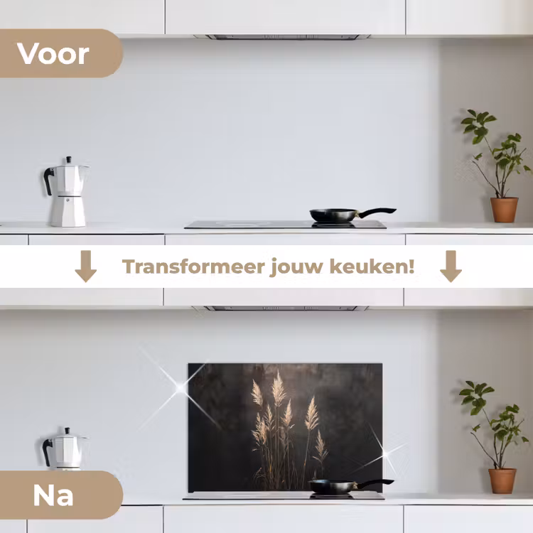 Spatscherm keuken - Siergras - Pluimen - Verlichting - Zwart — 3