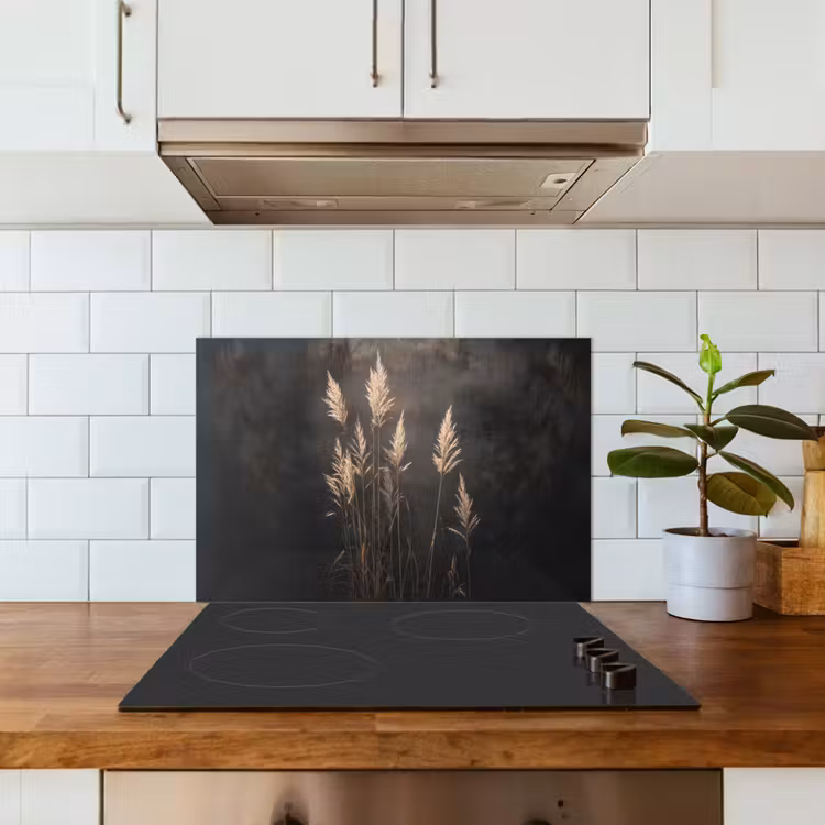 Spatscherm keuken - Siergras - Pluimen - Verlichting - Zwart — 6