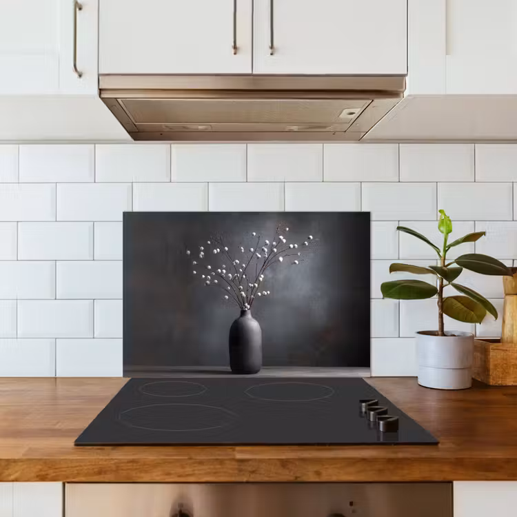Spatscherm keuken - Takken - Vaas - Bolletjes - Wit — 6