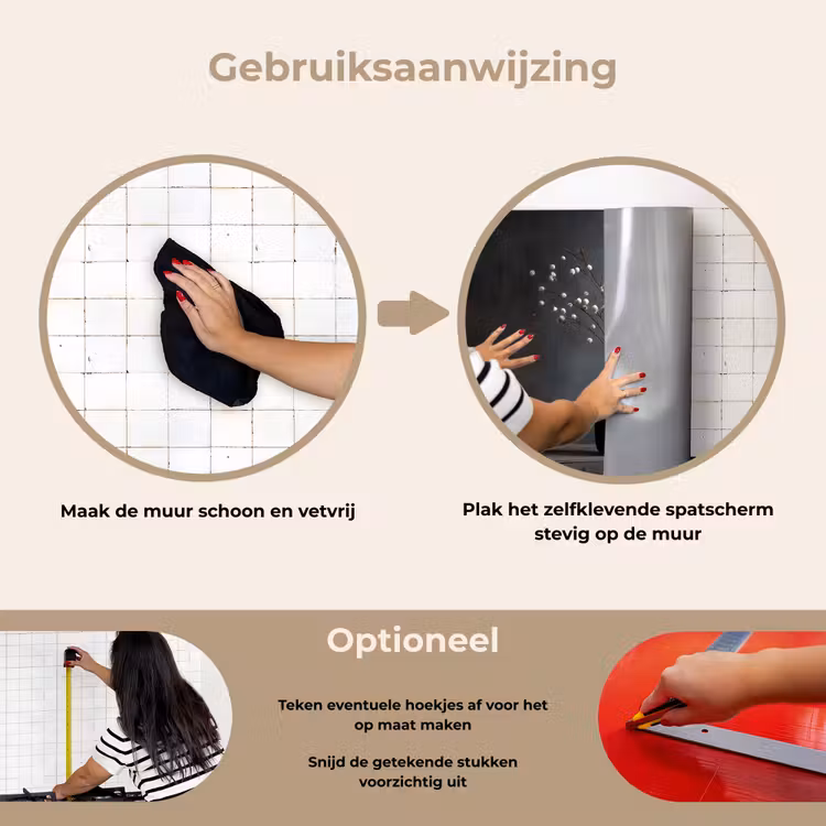 Spatscherm keuken - Takken - Vaas - Bolletjes - Wit — 8