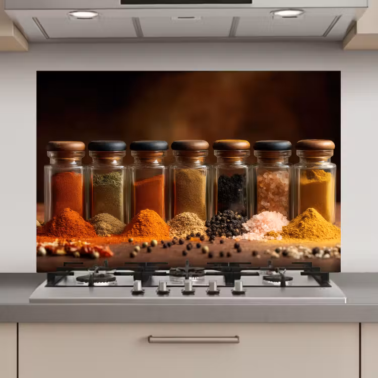 Spatscherm keuken - Potjes - Kruiden - Specerijen - Korrels — 1