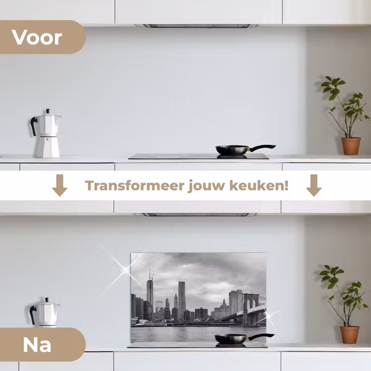 Spatscherm keuken - Skyline - Brug - Gebouwen - Kleurloos — 2