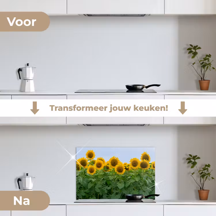 Spatscherm keuken - Zonnebloemen - Geel - Natuur — 3