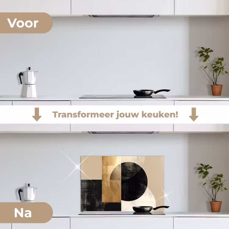 Spatscherm keuken - Abstract - Goud - Zwart - Kunst — 3