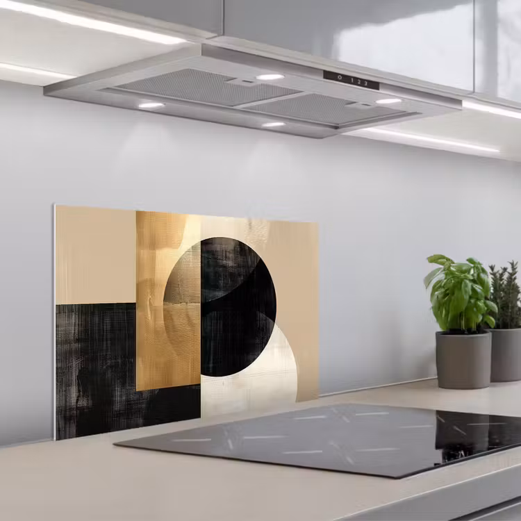 Spatscherm keuken - Abstract - Goud - Zwart - Kunst — 5