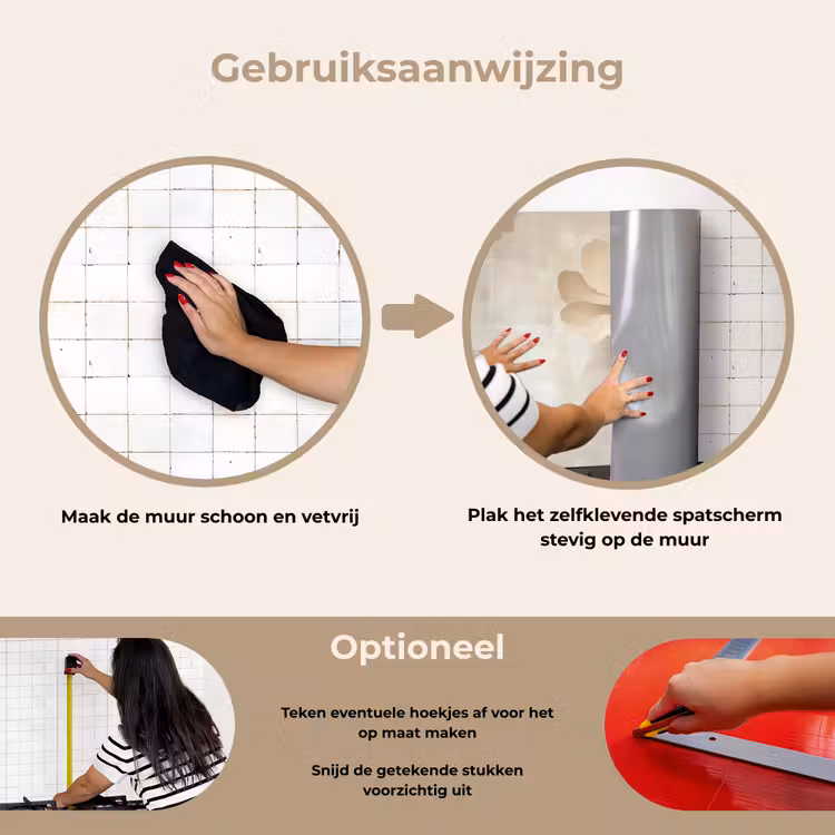 Spatscherm keuken - Bloem - Beige - Verf - Schaduw — 8