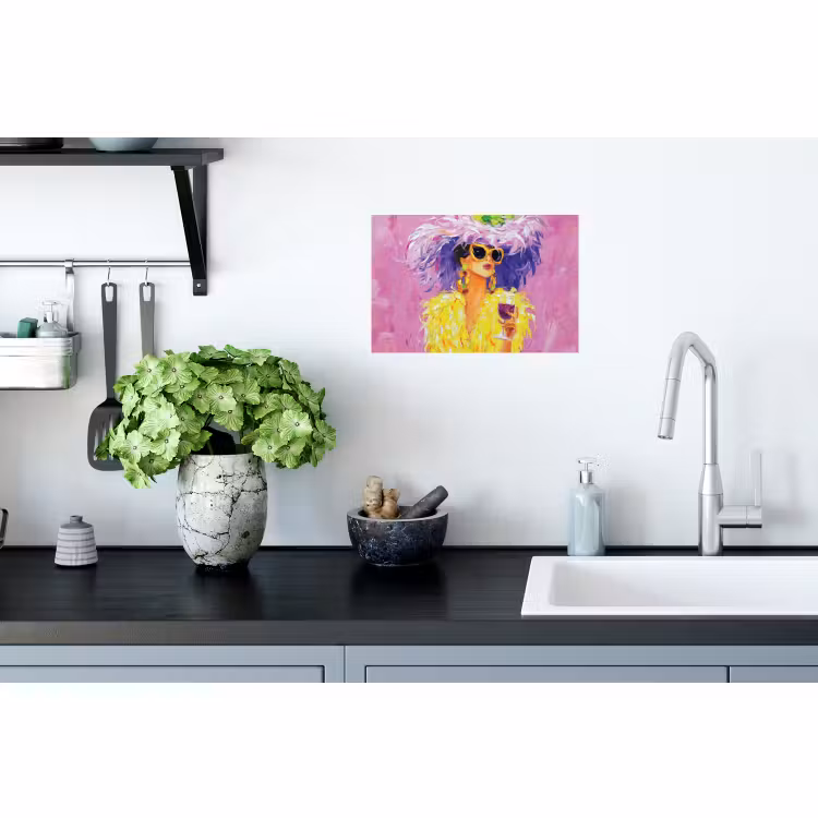 Muursticker - Zonnebril - Vrouw - Jas - Veren — 2