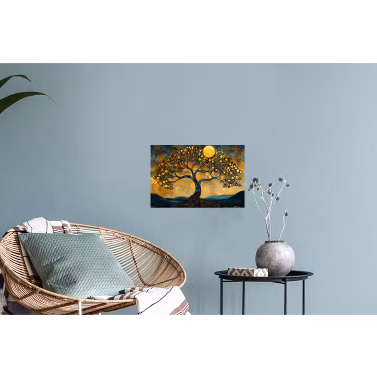 Muursticker - Boom - Maan - Bloemen - Goud - Kunst — 4