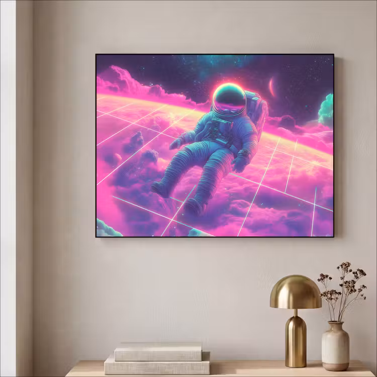 Art Frame - Astronaut - Neon - Roze - Wolken — 3