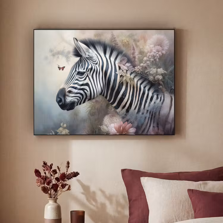 Art Frame - Zebra - Wilde dieren - Vlinder - Bloemen — 2