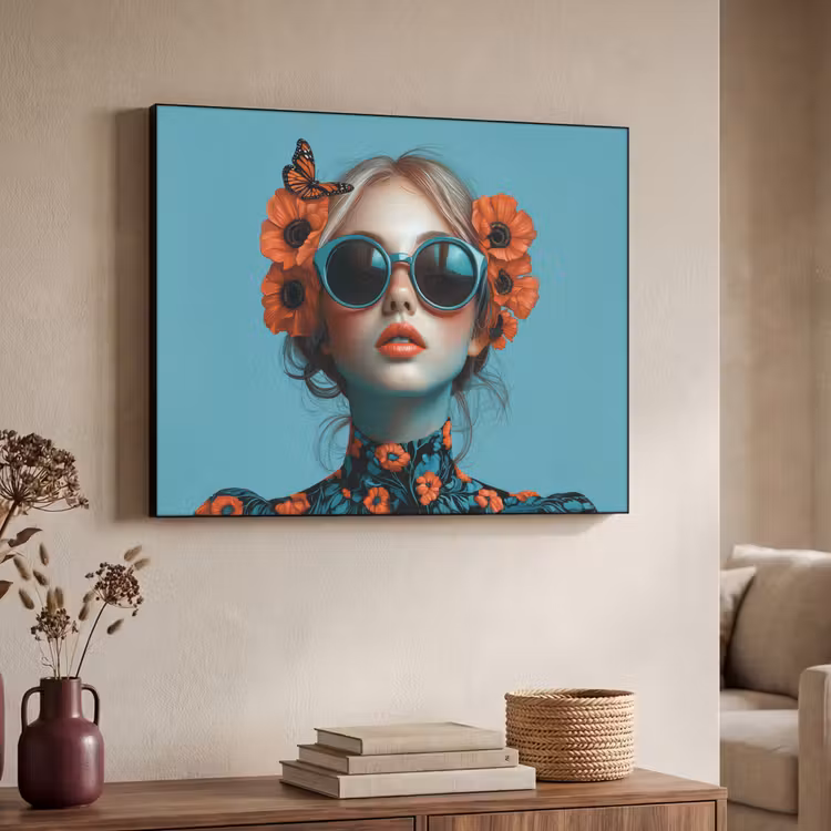 Art Frame - Vrouw - Blauw - Vlinder - Bloemen - Aesthetic — 4