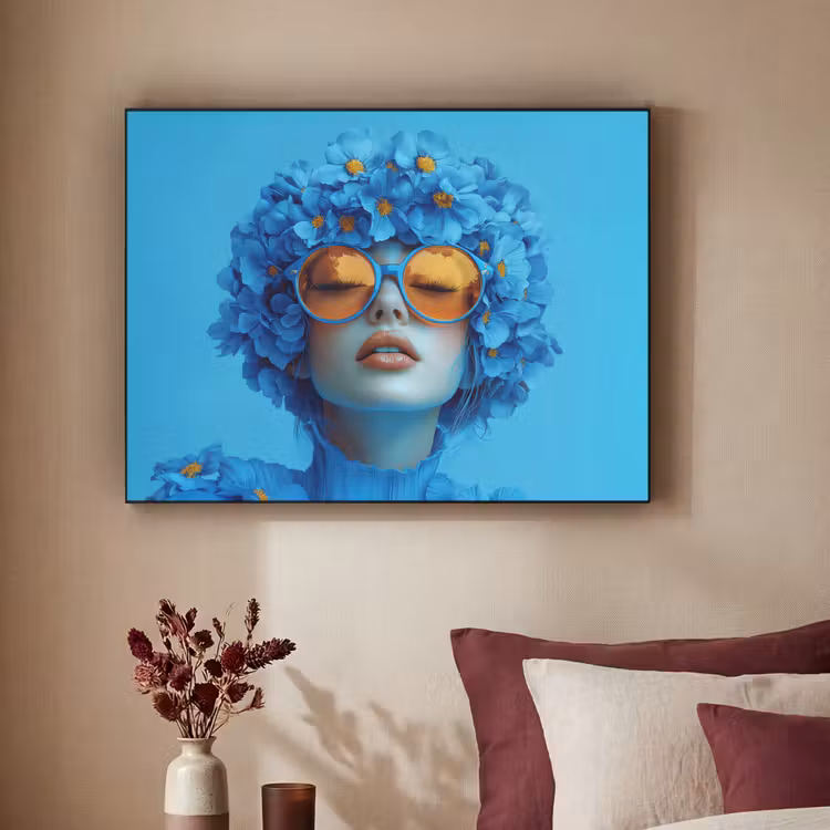 Art Frame - Vrouw - Bloem - Blauw - Modern - Bril - Portret — 2