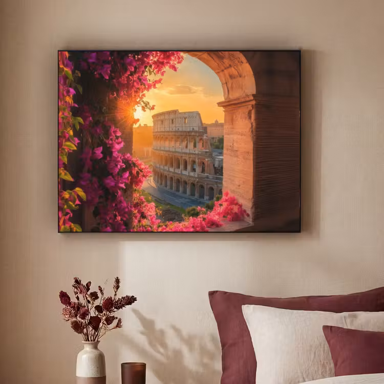 Art Frame - Colosseum - Rome - Roze Bloemen — 2