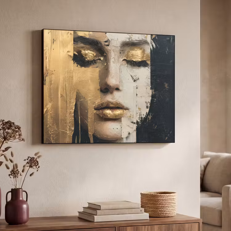 Art Frame - Abstract - Goud - Gezicht - Lippen — 4