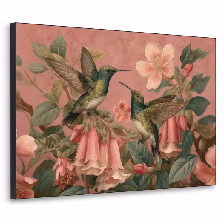 Art Frame - Kolibries - Bloemen - Groen - Roze — 1