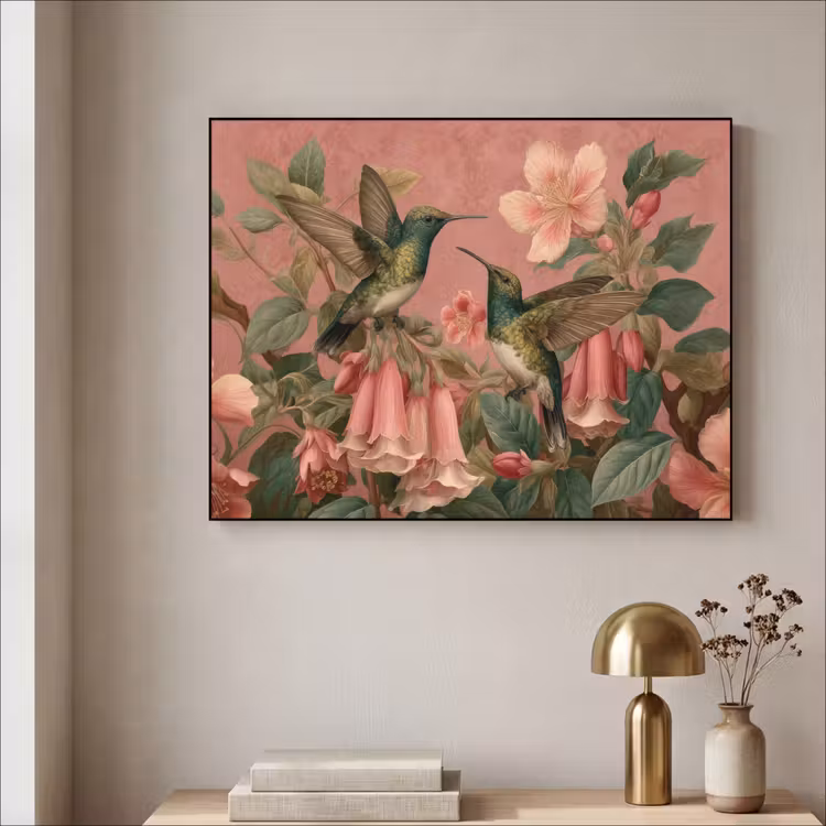 Art Frame - Kolibries - Bloemen - Groen - Roze — 3