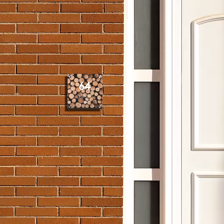 Naambordje voordeur - Vierkant - Houtstapel - Modern — 5