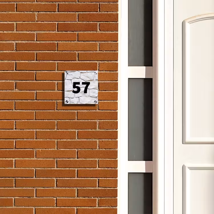 Naambordje voordeur - Vierkant - Witte - Natuurstenen - Traditioneel — 5