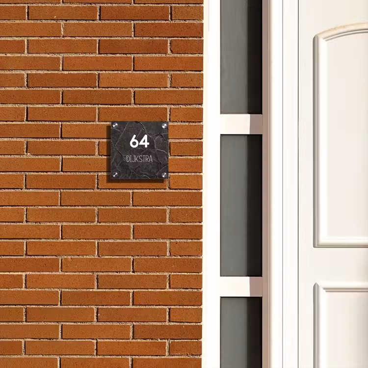 Naambordje voordeur - Vierkant - Gebarsten steen - Modern — 5