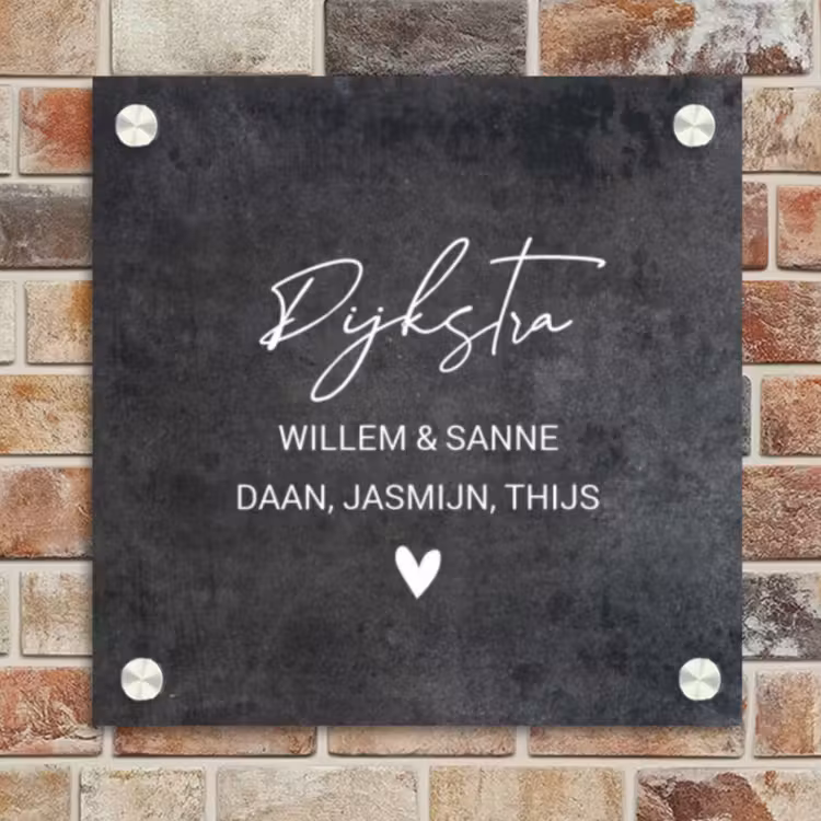 Naambordje voordeur - Vierkant - Donker steen - Sierlijk — 4
