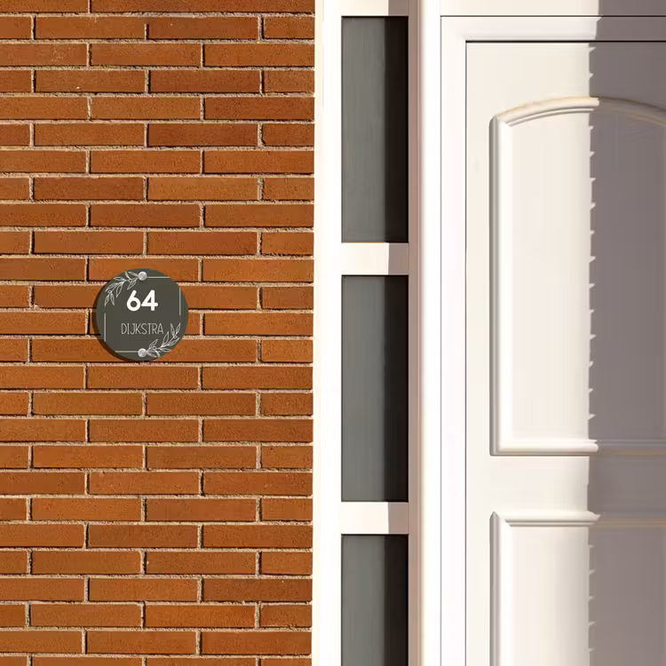 Naambordje voordeur - Rond - Olijfgroen - Modern — 3