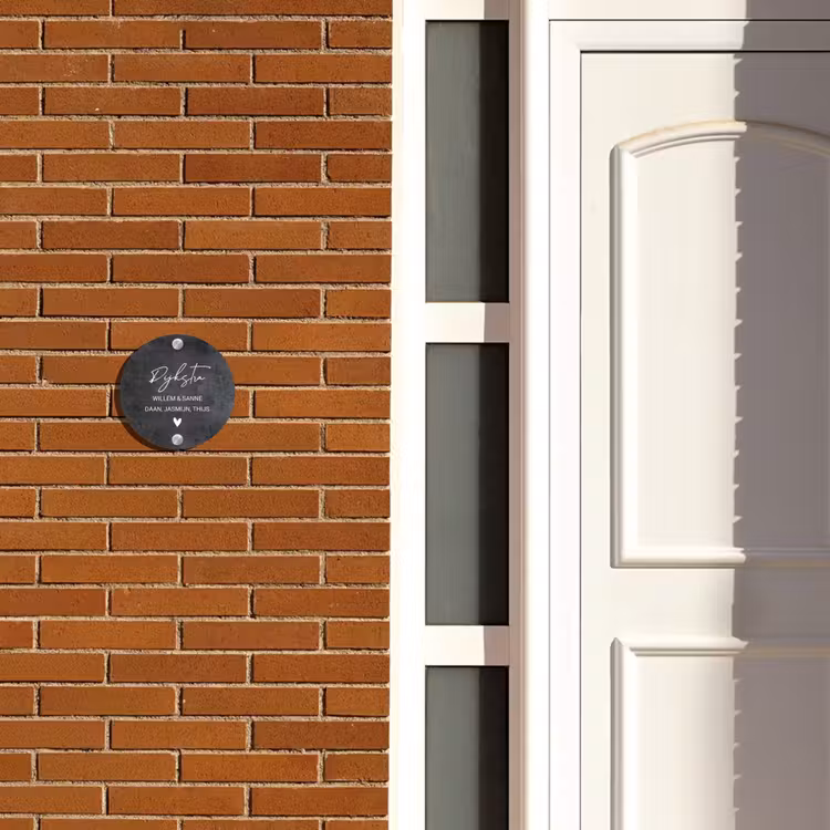 Naambordje voordeur - Rond - Donker steen - Sierlijk — 3