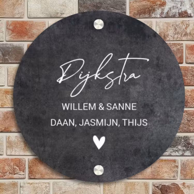 Naambordje voordeur - Rond - Donker steen - Sierlijk — 4