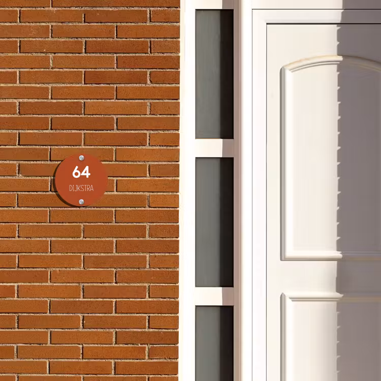 Naambordje voordeur - Rond - Roestbruin - Modern — 3