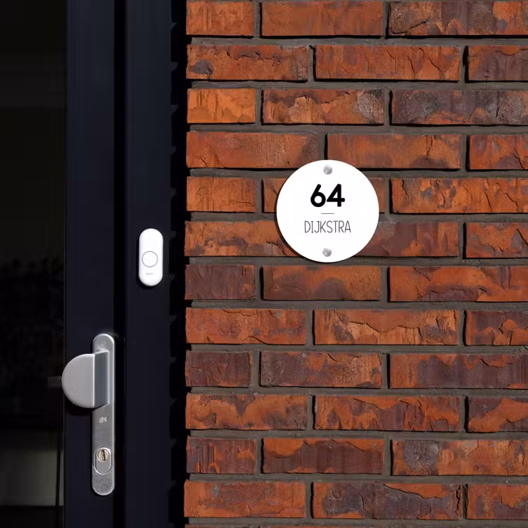Naambordje voordeur - Rond - Wit vlak - Modern — 2