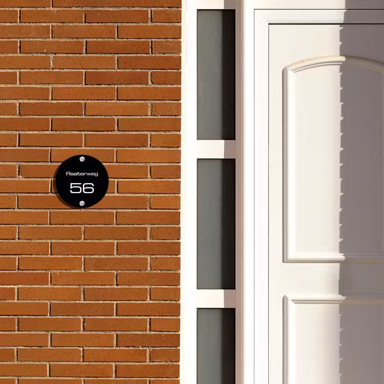 Naambordje voordeur - Rond - Effen - Zwart - Modern — 3