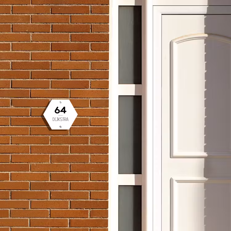 Naambordje voordeur - Hexagon - Wit vlak - Modern — 2