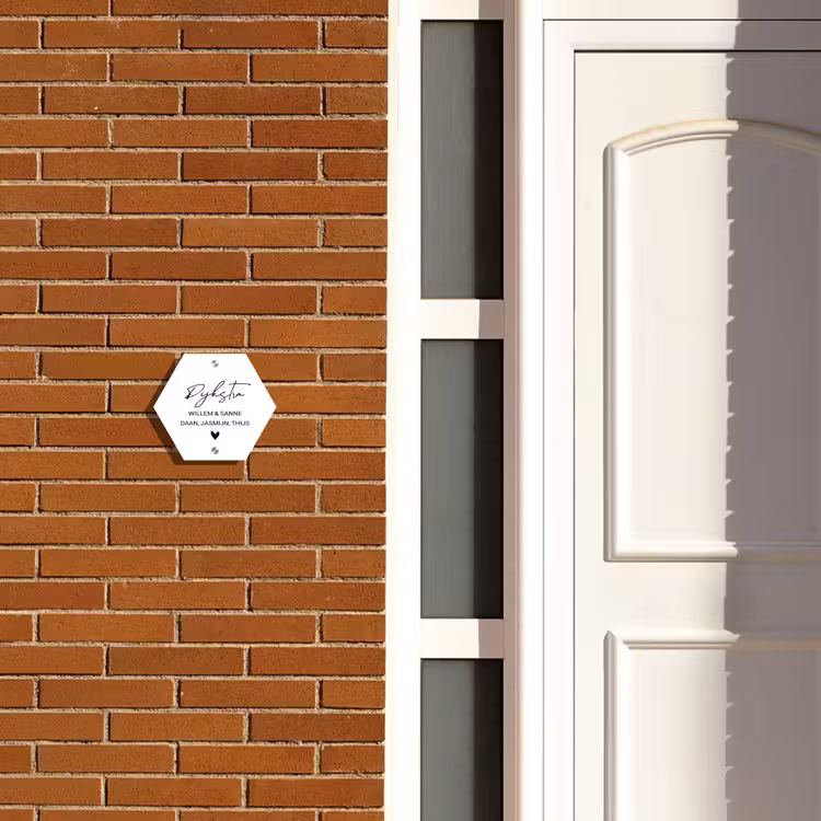 Naambordje voordeur - Hexagon - Wit vlak - Sierlijk — 2