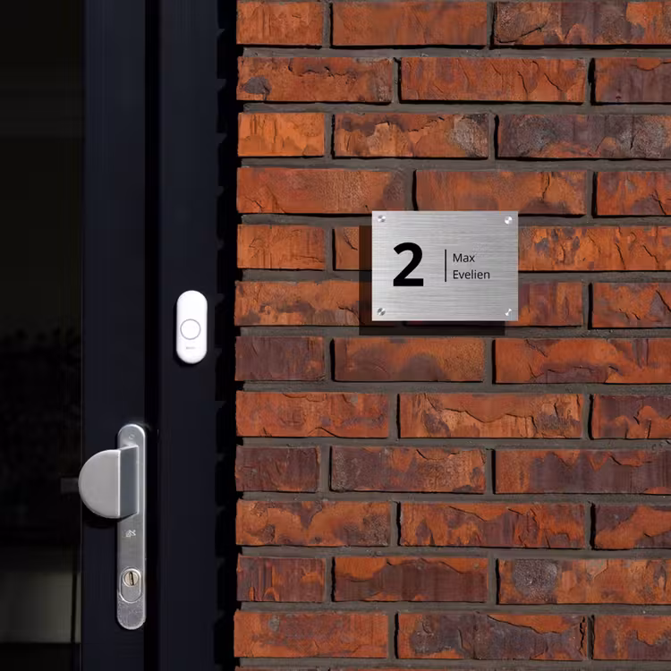 Naambordje voordeur - Rechthoek - Metaaleffect - Modern — 2