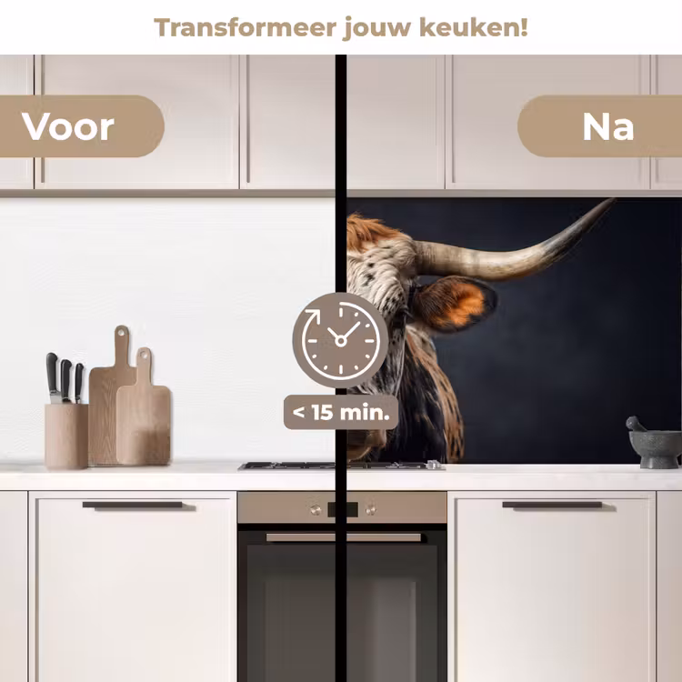 Keuken achterwand - Stier - Kleurrijk - Hoorns — 3