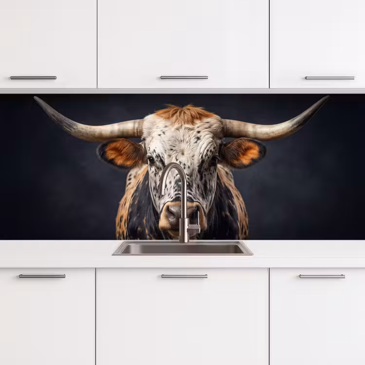 Keuken achterwand - Stier - Kleurrijk - Hoorns — 4