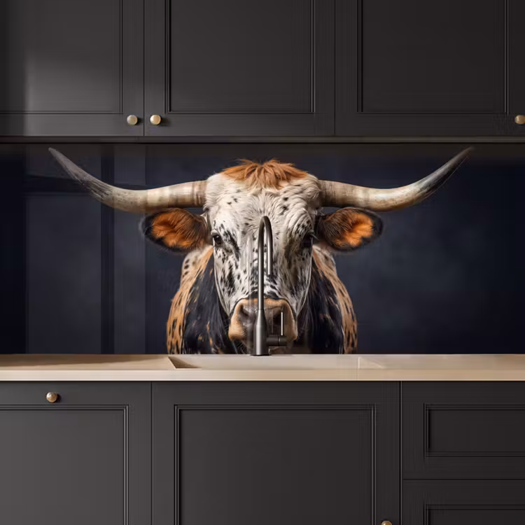 Keuken achterwand - Stier - Kleurrijk - Hoorns — 6