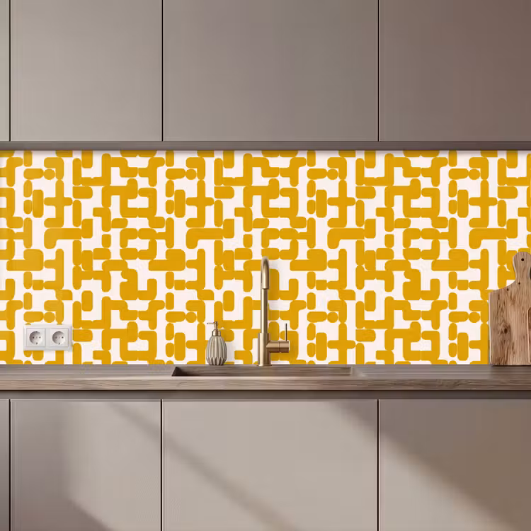 Keuken achterwand - Geel - Beige - Patroon — 1