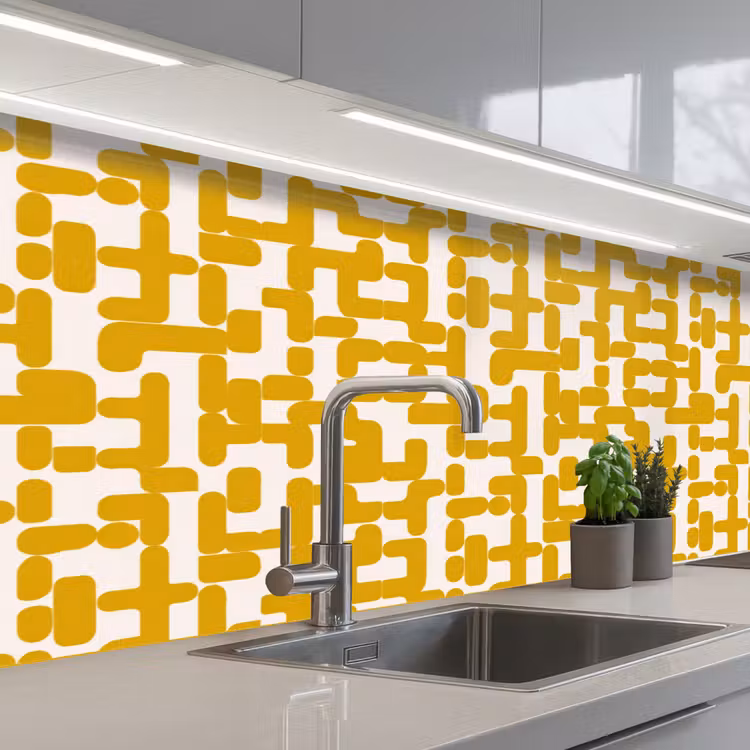 Keuken achterwand - Geel - Beige - Patroon — 2