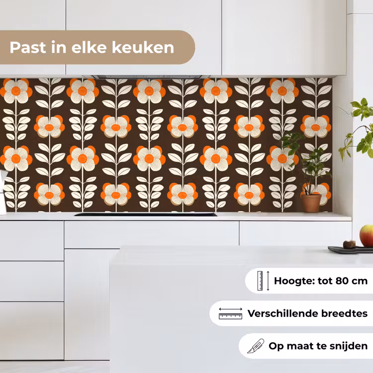 Keuken achterwand - Bloemen - Retro - Bruin — 7