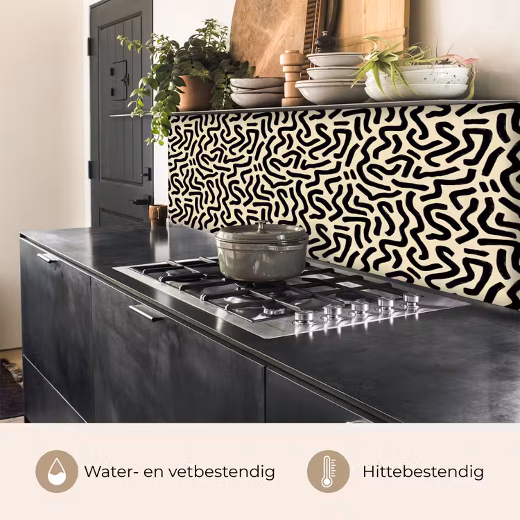 Keuken achterwand - Abstract - Lijnen - Zwart — 5
