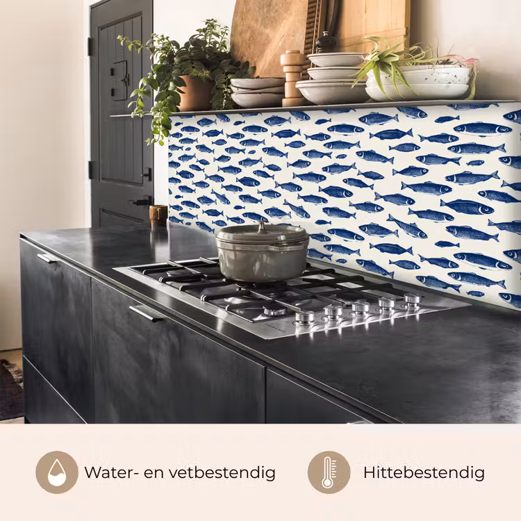 Keuken achterwand - Vissen - Patroon - Blauw - Wit — 5
